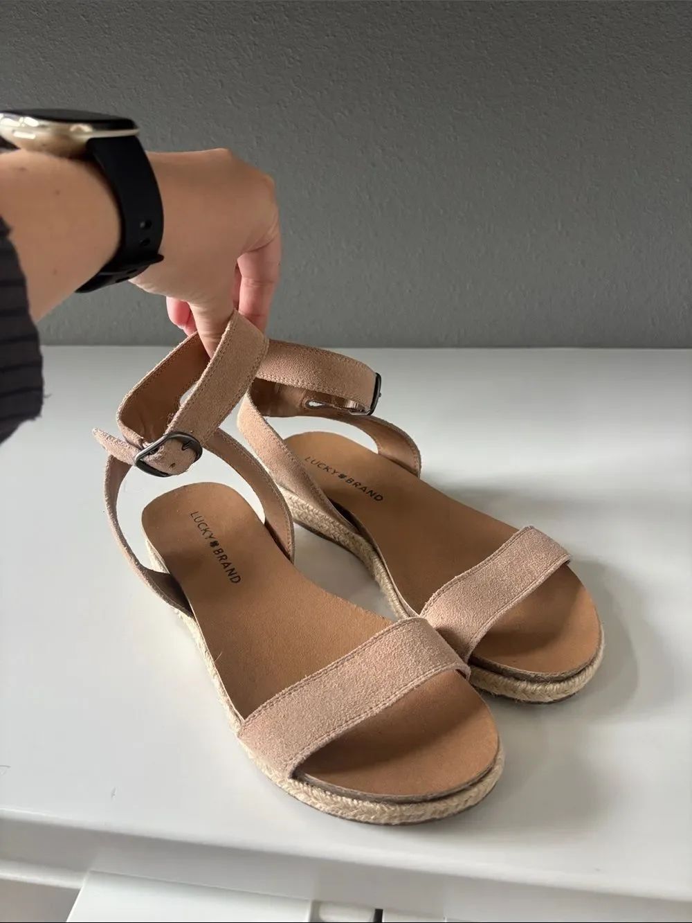 Lucky Brand Beige/Tan Espadrille Ankle Strap Sandals